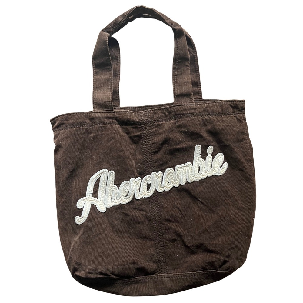 Abercrombie & Fitch Brown Corduroy Tote Bag Embroidered Logo Y2K Vintage